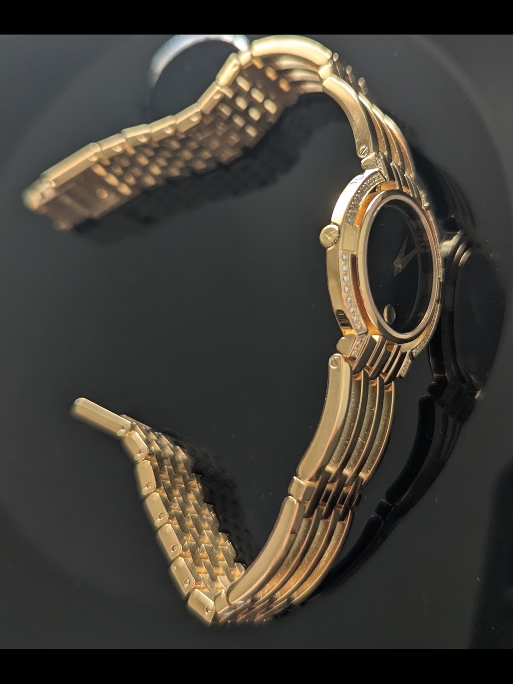 Movado Watch Women’s Gold Black Dial Diamond Bracelet $2795 - Picture 9 of 16